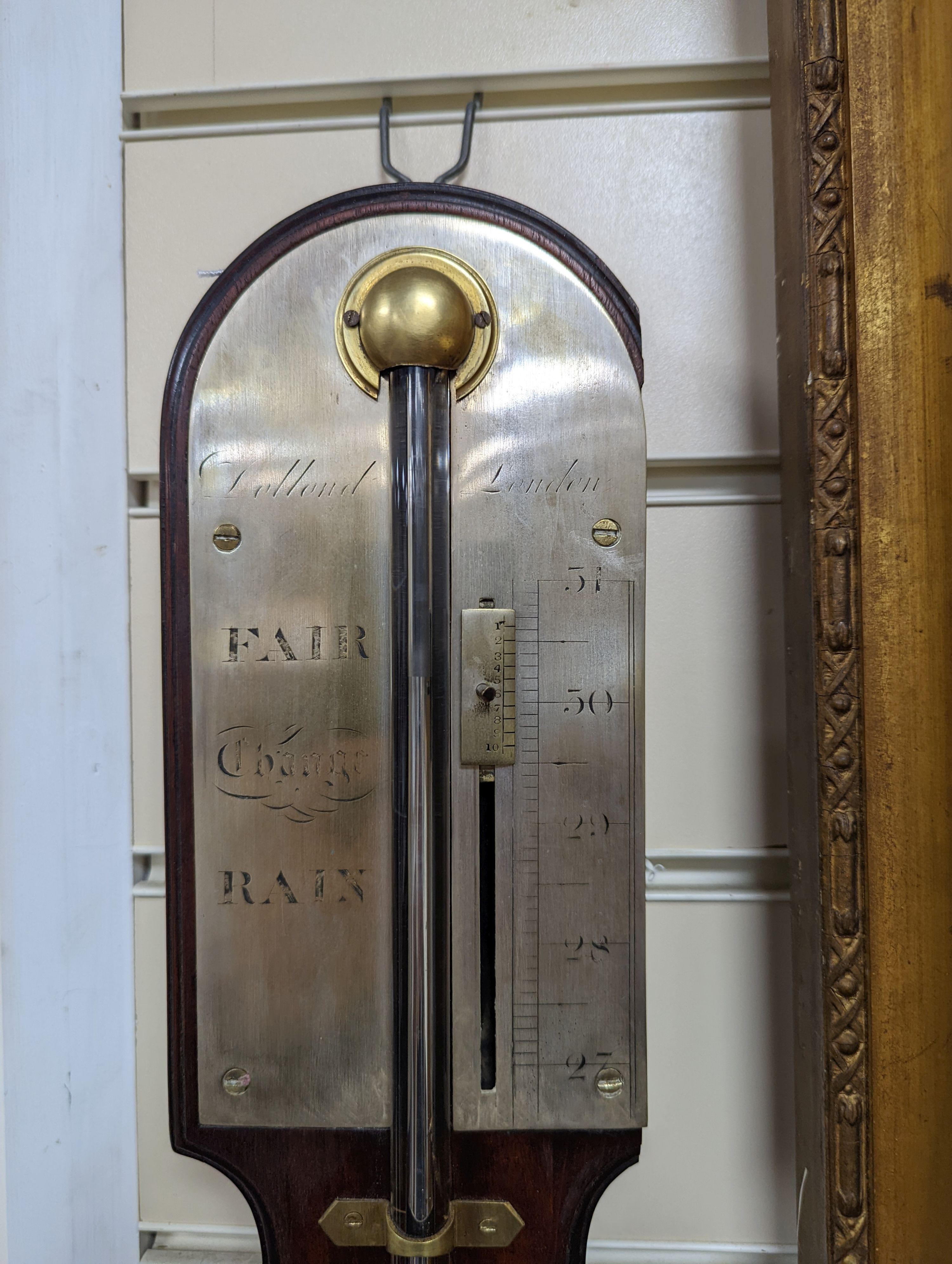 A George III Dolland of London mahogany stick barometer, height 94cm